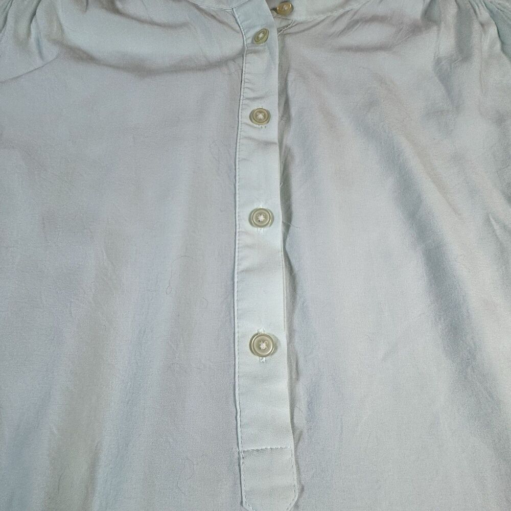LOFT Women’s Woven Rayon Button Front Blouse Solid Light Green L Long Sleeve - Picture 4 of 10